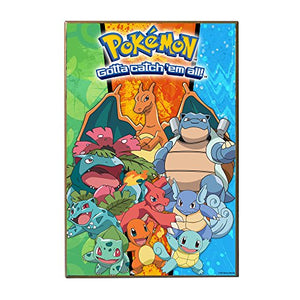 Pokemon Gotta Catch 'em All Characters Green-Orange-Blue 13"x19" Wood Wall Art - Sweets and Geeks