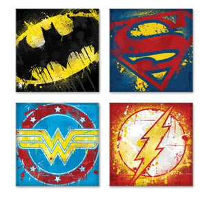 DC Comics Splatter Paint Logos 4pc Glass Coaster Set - Sweets and Geeks