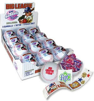BIG LEAGUE CHEW BASEBALL W/ GUMBALLS, STICKERS & TATTOO .53 OZ - Sweets and Geeks