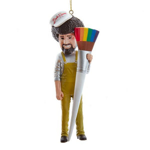 Bob Ross with Paint Brush 5-Inch Blow Mold Ornament - Sweets and Geeks
