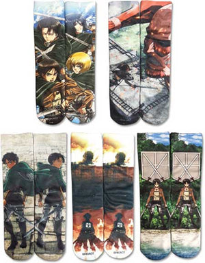 ATTACK ON TITAN 5 PACK SUBLIMATION SOCKS - Sweets and Geeks