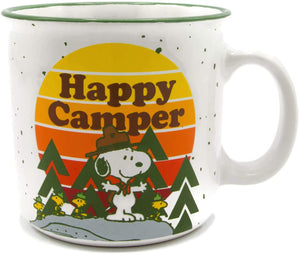 Silver Buffalo Peanuts Happy Camper Ceramic Camper Mug, 20-Ounce - Sweets and Geeks