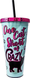 Cat Foil Cup With Straw 20oz - Sweets and Geeks