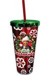 Merry Clarkmas Foil Cup w/Straw, 20 ounces - Sweets and Geeks