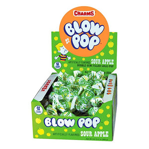 Charms Sour Green Apple Lollipops 0.6oz - Sweets and Geeks