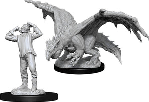 Dungeons & Dragons Nolzur`s Marvelous Unpainted Miniatures: W11 Green Dragon Wyrmling & Afflicted Elf - Sweets and Geeks