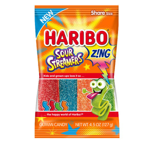 HARIBO ZING SOUR STREAMERS PEG BAG - Sweets and Geeks