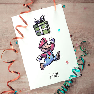 1-UP! Mario Birthday Greeting Card - Sweets and Geeks