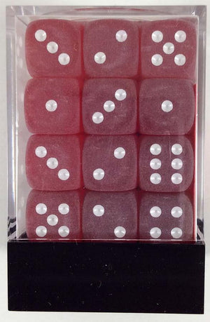 Frosted 12mm D6 Red/White Dice - Sweets and Geeks