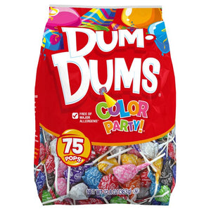 Dum Dums Color Party Lollipops, Rainbow Mix, 12.8oz Bag - Sweets and Geeks