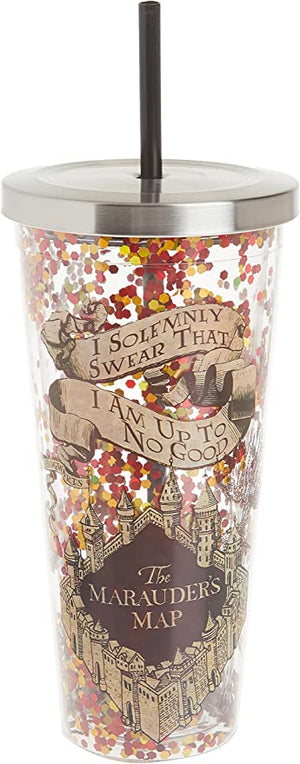 Harry Potter Solemnly Swear Glitter Cup With Straw 20oz - Sweets and Geeks