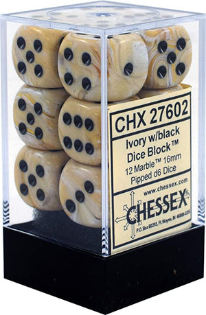 Marble 16mm D6 Dice Block (12 Dice) - Sweets and Geeks