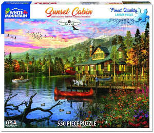 White Mountain Sunset Cabin 550pc Puzzle - Sweets and Geeks