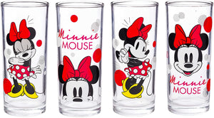 Disney Minnie Red Stripe Dots 4pc. 10oz. Tumbler Glass Set - Sweets and Geeks
