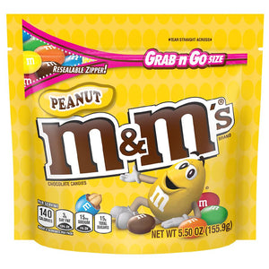 M&M Peanut Candy Stand Up Peg Bag 5.5oz - Sweets and Geeks