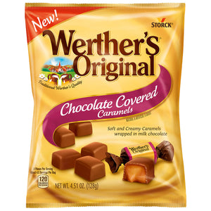Werther's Original Chewy Chocolate Covered Caramels 2.2oz Peg Bag - Sweets and Geeks