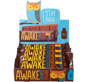 AWAKE CAFFEINATED CHOCOLATE BAR DISPLAY - MILK - Sweets and Geeks