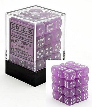 Frosted 12mm D6 Purple/White Dice - Sweets and Geeks
