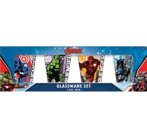 The Avengers - Splatter Background 4pc Shot Glass Set - Sweets and Geeks