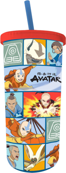 AVATAR CHARACTER ICON GRID 20oz PLASTIC TALL COLD CUP w/ LID & STRAW - Sweets and Geeks