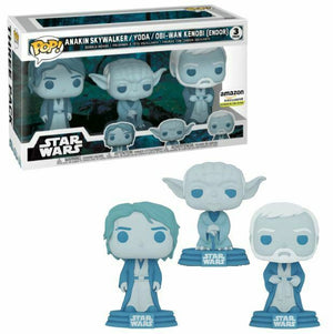 Funko Pop! Star Wars - Anakin Skywalker / Yoda / Obi-Wan Kenobi [Endor] (Glow) (Amazon Exclusive) 3-Pack - Sweets and Geeks