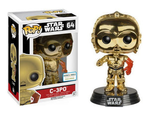 Funko Pop Movies: Star Wars - C-3PO (The Force Awakens) (Chrome Metallic) (Barnes & Noble Exclusive) #64 - Sweets and Geeks