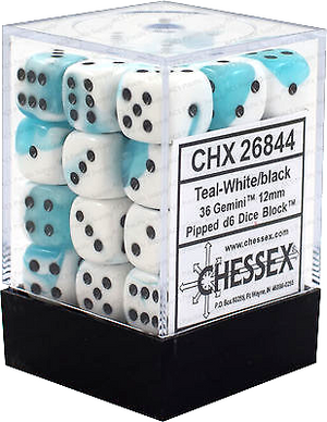 Chessex Gemini 12mm D6 Dice Block (36 Dice) - Sweets and Geeks