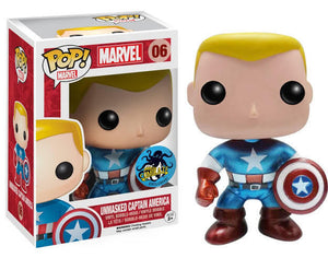 Funko Pop! Marvel - Unmasked Captain America (Metallic) #06 - Sweets and Geeks