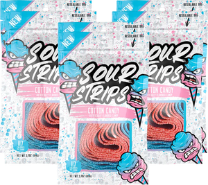 Sour Strips - Cotton Candy 3.7oz Bag - Sweets and Geeks