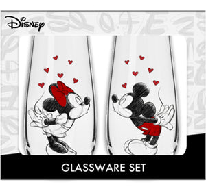 Mickey and Minnie - Kiss 2pc Stemless Fluted Glass Set - Sweets and Geeks