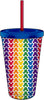 MICKEY ICON PATTERN 16oz PLASTIC COLD CUP w/LID & STRAW - Sweets and Geeks