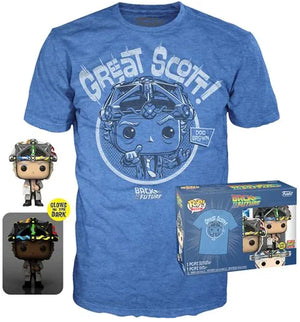 Funko Pop! and Tee: Back to the Future - Doc Brown with Helmet (Medium) - Sweets and Geeks
