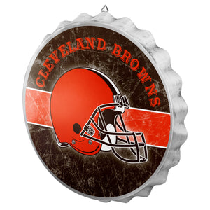 Cleveland Browns Metal Distressed Bottle Cap Sign - Sweets and Geeks