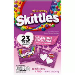 Skittles Wild Berry Valentine Exchange Pouches W/ Teachers Card 12oz - Sweets and Geeks