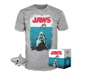 Funko Pop Great White Shark (Bloody) and Jaws Tee (Large) - Sweets and Geeks