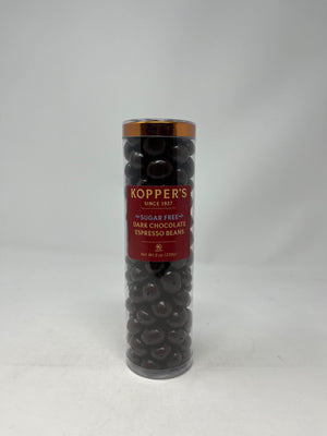 Kopper's 7' Tube Sugar Free Dark Chocolate Espresso Beans - Sweets and Geeks