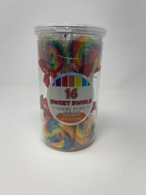 Swirl Pops Tutti Frutti 16ct tub - Sweets and Geeks