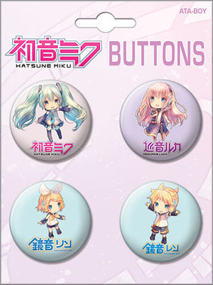 Hatsune Miku 4 Button Set 1 - CARDED 4 BUTTON SET - Sweets and Geeks