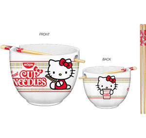 HELLO KITTY CUP NOODLES CERAMIC RAMEN BOWL w/CHOPSTICKS - Sweets and Geeks