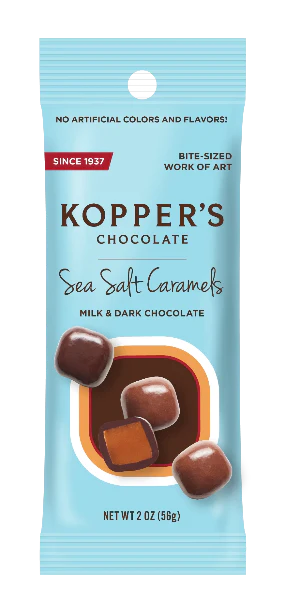 Kopper's Grab & Go - Milk and Dark Chocolate Sea Salt Caramels - Sweets and Geeks