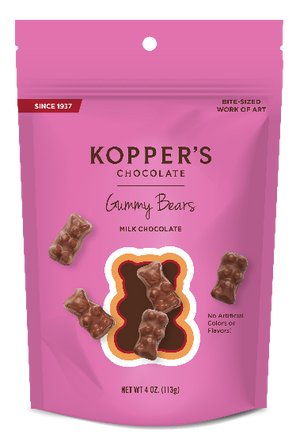 Kopper's Stand Up Peg Pouch - Milk Chocolate Gummy Bears - Sweets and Geeks