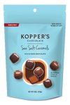 Kopper's Stand Up Peg Pouch Dark and Milk Chocolate Sea Salt Caramels - Sweets and Geeks