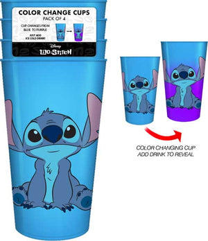 LILO & STITCH BLUE FLOWERS 4PK 20oz COLOR CHANGE CUP SET - Sweets and Geeks