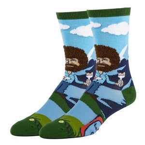 Let's Get Crazy Bob Ross - Men's Crew Socks - Sweets and Geeks