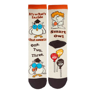 Tootsie Pop Smart Owl Socks Men's Funny Crew Socks - Sweets and Geeks