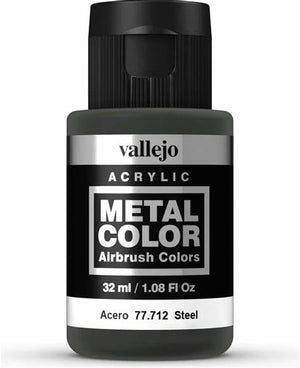 Vellejo - Metal Color Airbrush Acrylic Paint (32ml) - Steel (77.712) - Sweets and Geeks