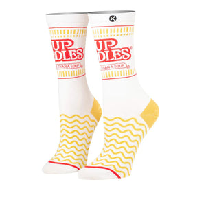 Cup Noodle Knit Socks- Womens Crew Straight Down - Sweets and Geeks
