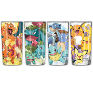 POKEMON EVOLUTIONS 4PC 10oz GLASS TUMBLR SET- SPOT DECAL - Sweets and Geeks