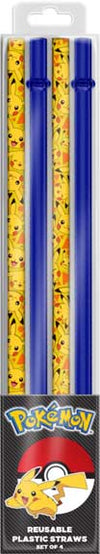 Pokemon Pikachu Face Patterned Straws 4pc - Sweets and Geeks