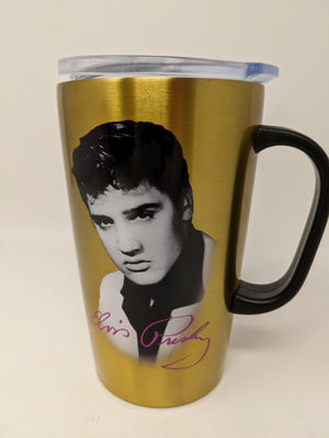 Elvis Gold Stainless Steel Travel Mug - Sweets and Geeks